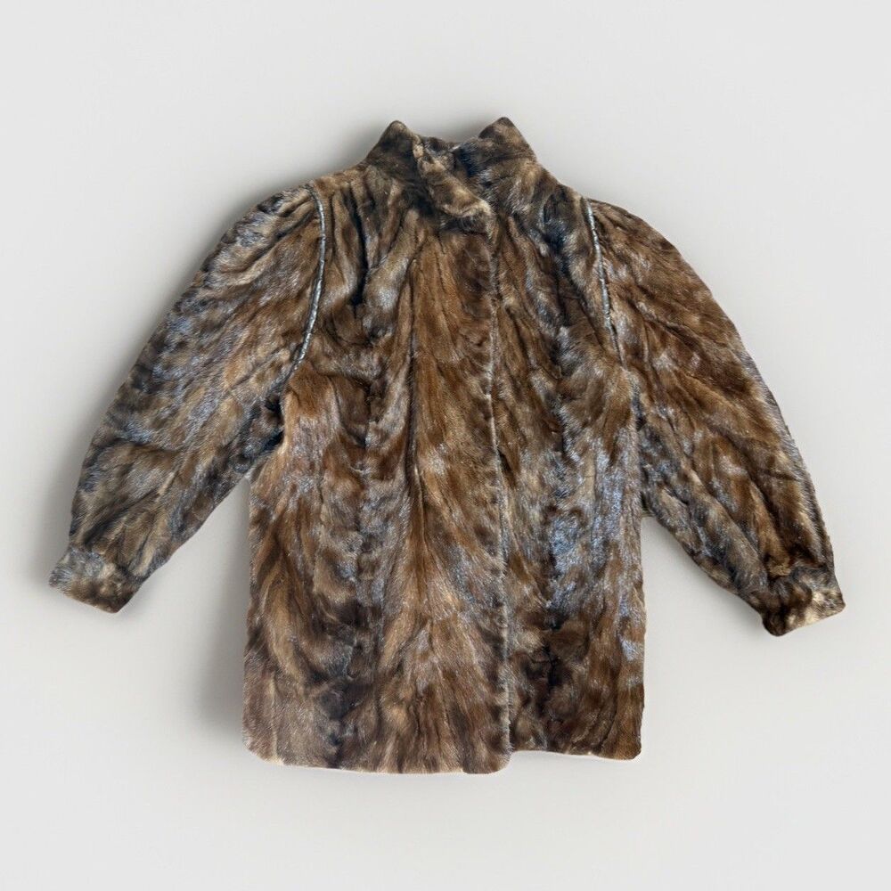 Vtg 80s 90s Russian Natural Mink Brown Pelt Fur Coat Womens Size M/L